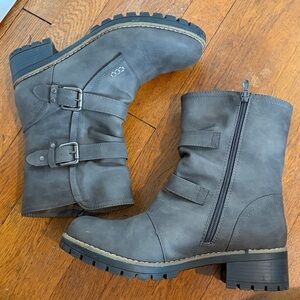 Gray slouchy Combat Boots